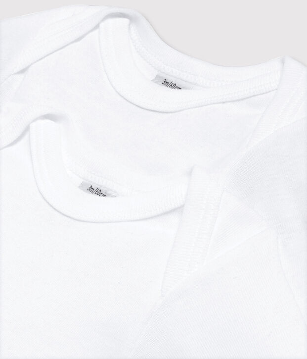 Set van 2 witte rompertjes met lange mouwen voor baby's wit