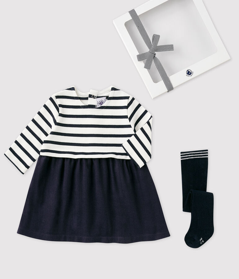 Coffret cadeau b&eacute;b&eacute; robe et collants multicouleur