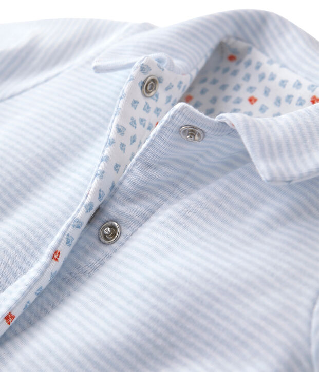 Omkeerbaar gewatteerd uniseks babyvestje met milleraies-strepen - Vorige collectie blauw/wit