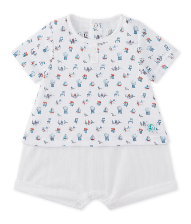 Combicourt b&eacute;b&eacute; gar&ccedil;on bi-mati&egrave;re blanc/multicouleur