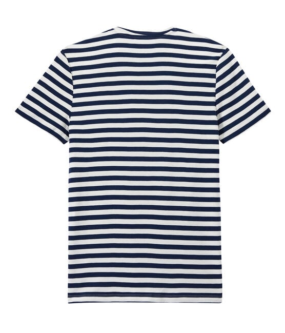 Touhou Verdorren Elektronisch Heren-T-shirt met tweekleurige streepjes MEDIEVAL/MARSHMALLOW | Petit Bateau