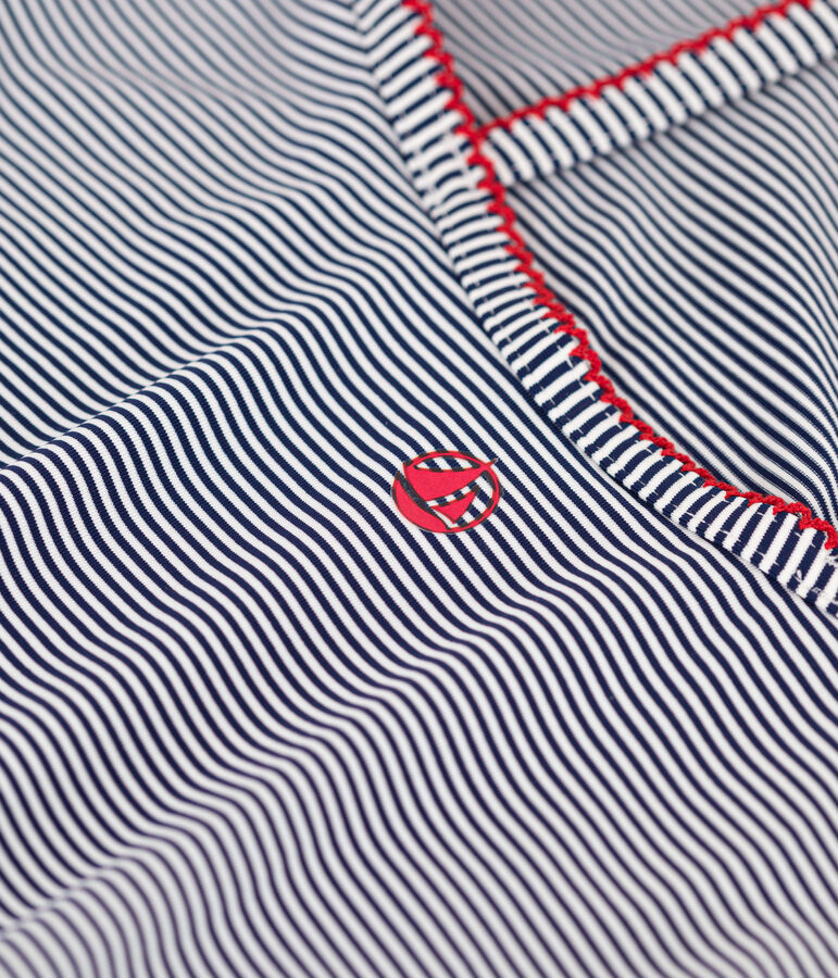 Gestreept eendelig badpak voor kinderen blauw/wit