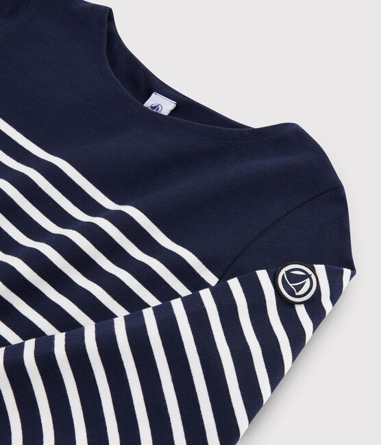 Iconische marinière Dames blauw SMOKING/wit MARSHMALLOW