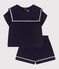 Tweedelig katoenen babysetje met marinedetails blauw SMOKING
