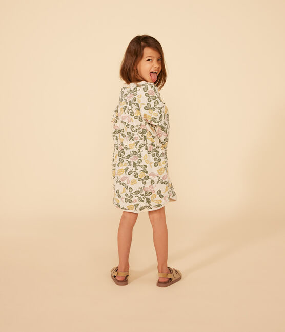 Meisjesjurk met lange mouwen in fleece met print AVALANCHE+PANTY/ MULTICO