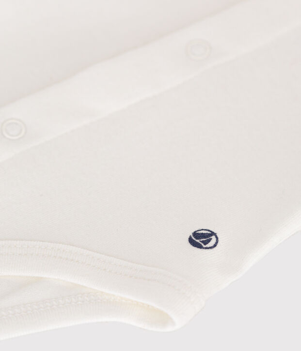 Babybody met korte mouwen en kraagje wit