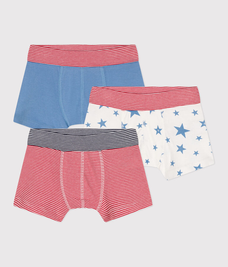 Setje met 3 katoenen boxershorts met omhulde tailleband en sterrenprint multicouleur