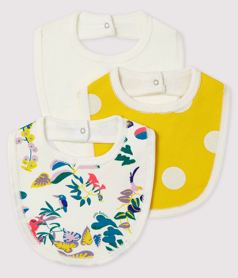 Set van 3 slabbetjes van ribstof voor baby meisje multicouleur
