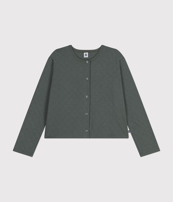 Cardigan à pressions en tubique femme vert THUYA