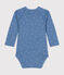 Katoenen overslagbody met lange mouwen voor baby's blauw BEACH/ MARSHMALLOW