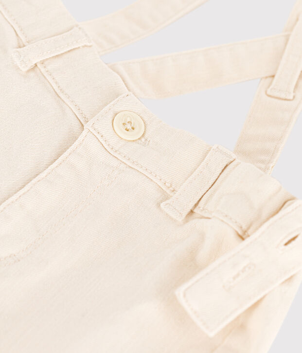 Denim babyshort met bretels ecru