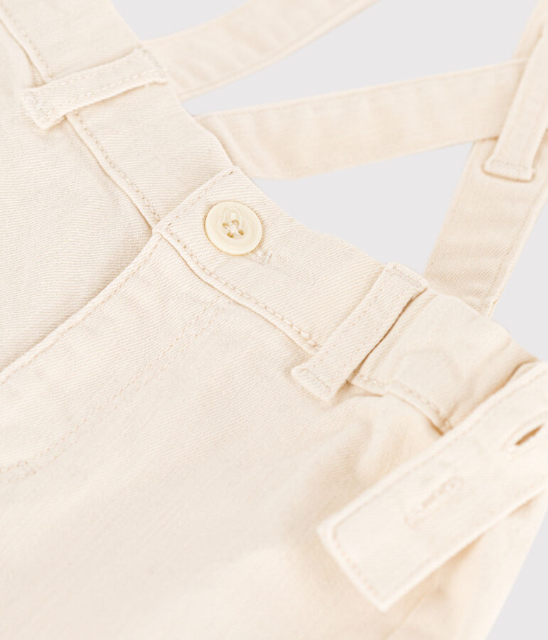 Denim babyshort met bretels ecru