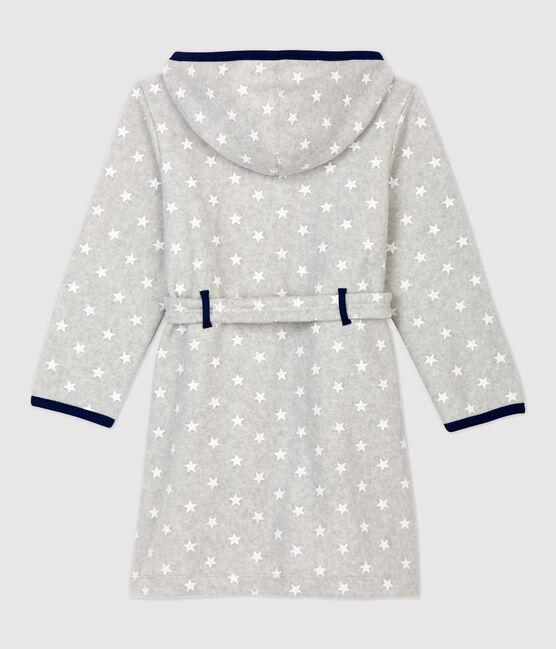 Robe de chambre étoiles en polaire enfant gris BELUGA/blanc ECUME