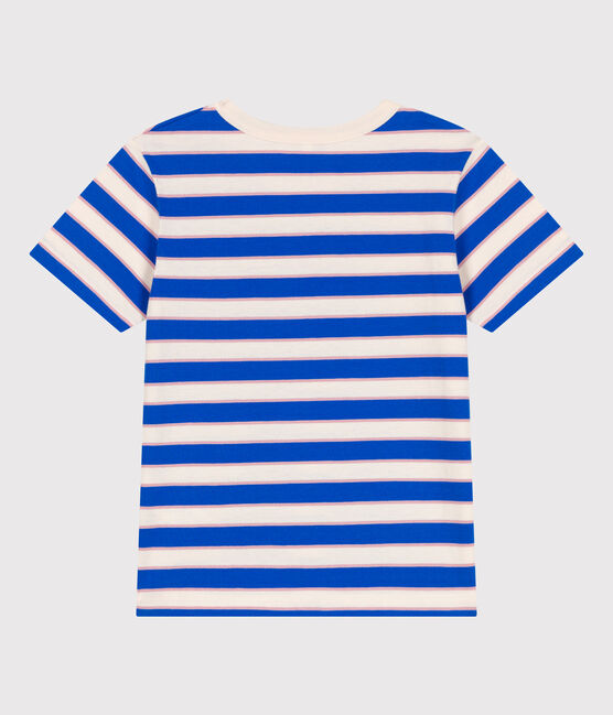 Katoenen kinder-T-shirt met korte mouw en streepjes wit AVALANCHE/ MULTICO