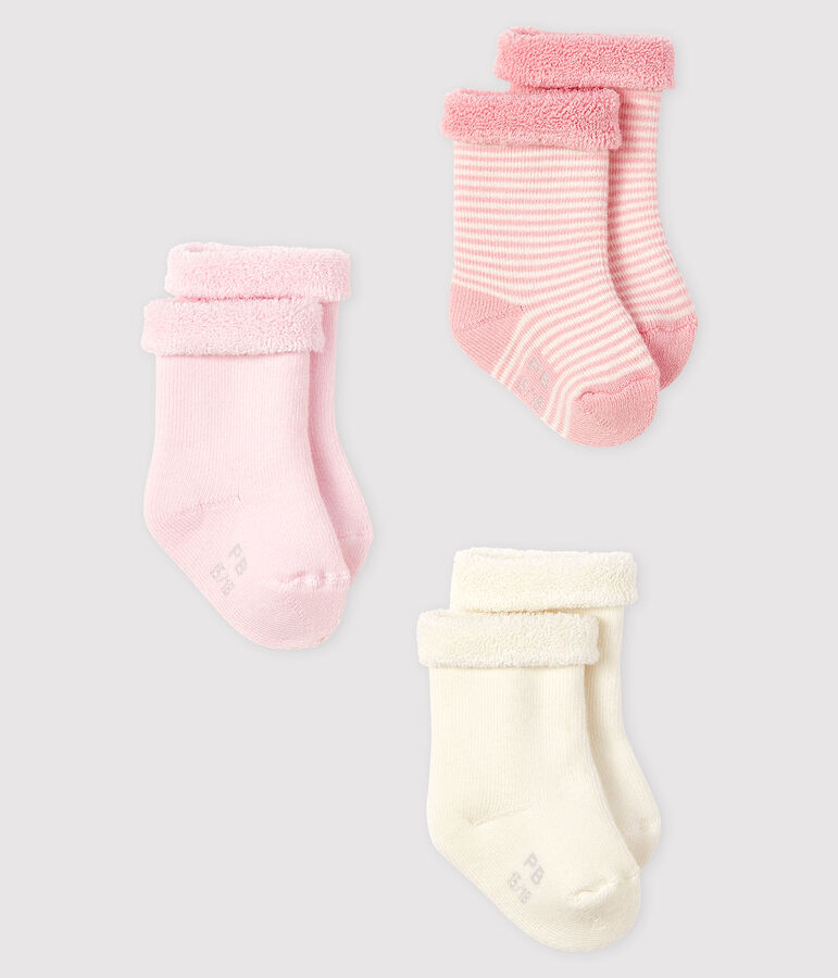 Drie sokjes voor baby's van tricot multicouleur