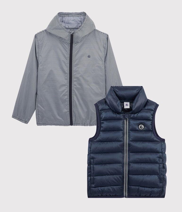 Coupe-vent 3 en 1 recycl&eacute; enfant bleu SMOKING