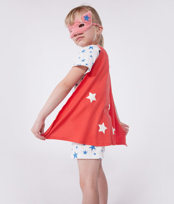 Pyjama short déguisement enfant en coton  cape phosphorescente blanc MARSHMALLOW/blanc MULTICO