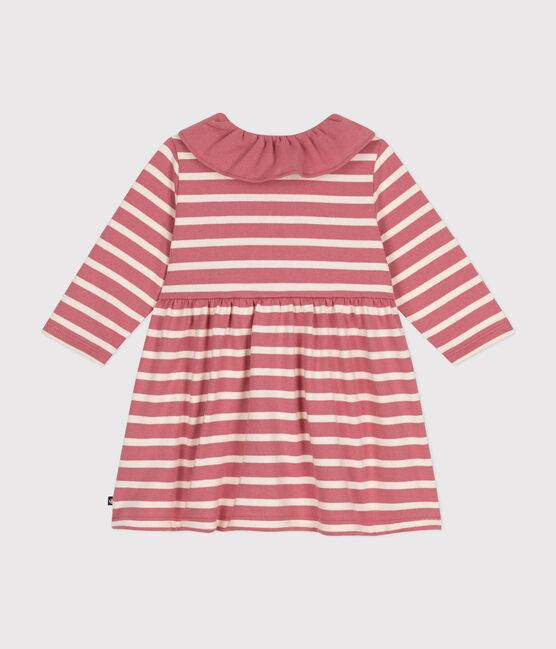 Jurk in jersey met lange mouwen voor baby's roze ROSEWOOD/ AVALANCHE