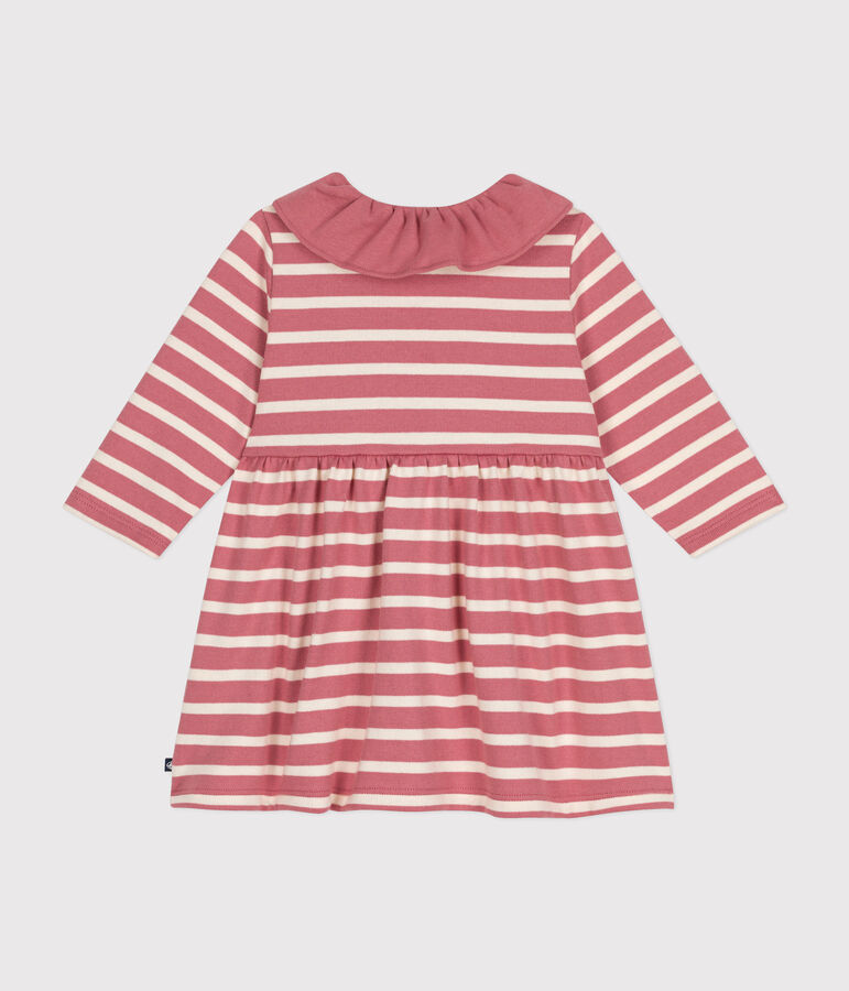 Jurk in jersey met lange mouwen voor baby's roze/ecru