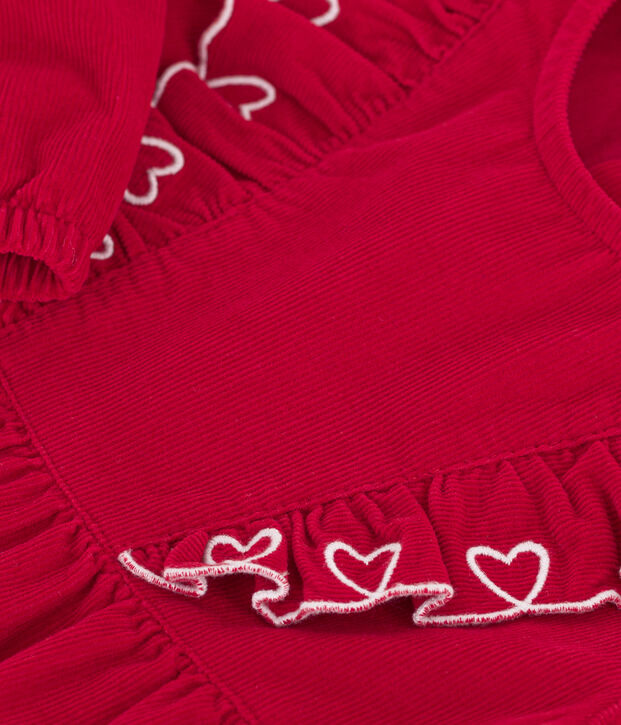 Effen babyjurkje van corduroy met lange mouwen rood
