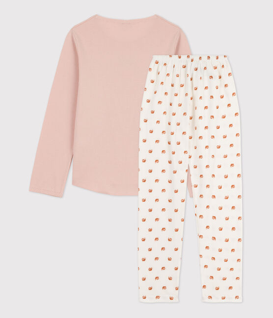 Katoenen meisjespyjama roze SALINE/wit MULTICO