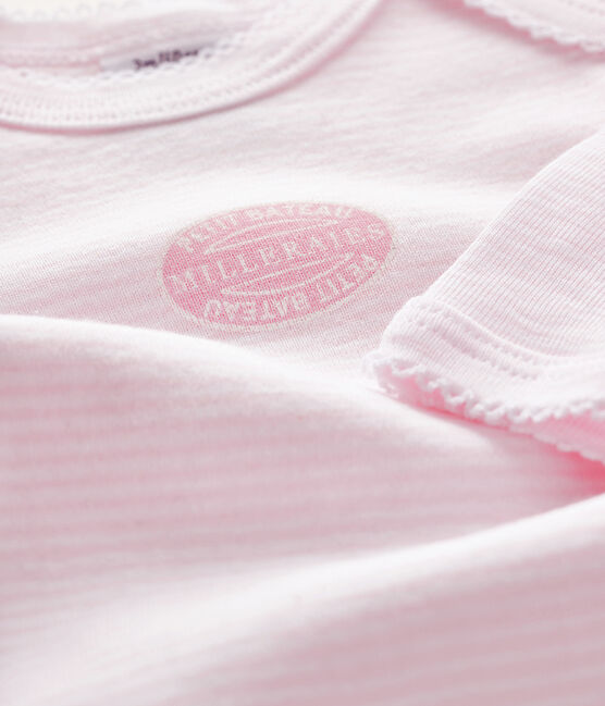 Body manches longues bébé fille rose VIENNE/blanc ECUME