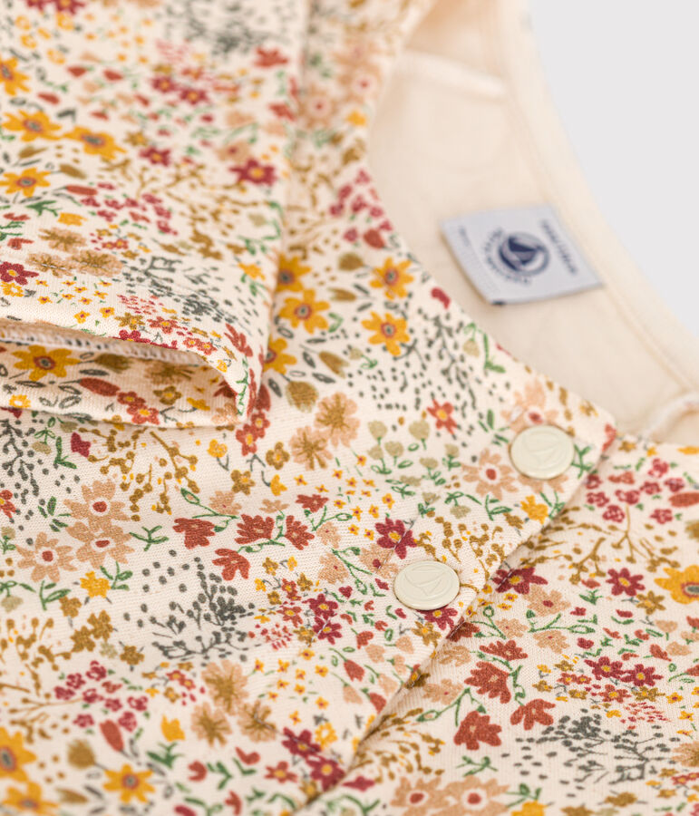 Meisjesjurk met lange mouwen van tubic ecru/multicouleur