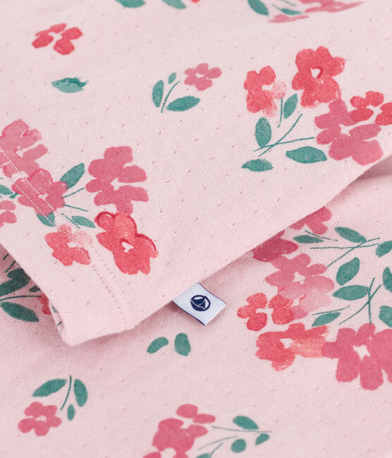 Kinderpyjama in tubic met bloemenprint roze JOLI/wit MULTICO