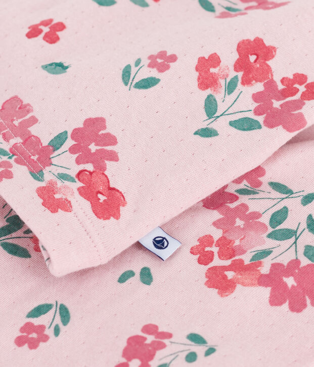 Kinderpyjama in tubic met bloemenprint roze/multicouleur