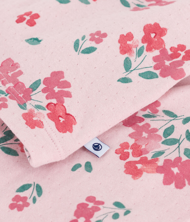 Pyjama enfant en tubique imprim&eacute; fleurs rose/multicouleur