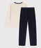Fluwelen pyjama met vosprint voor meisjes/jongens  blauw SMOKING/wit MULTICO