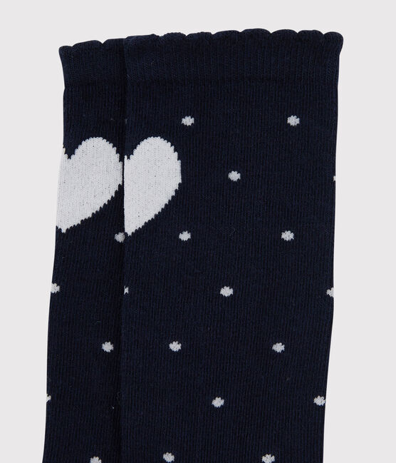 Hoge sokken baby meisje blauw SMOKING/wit MARSHMALLOW