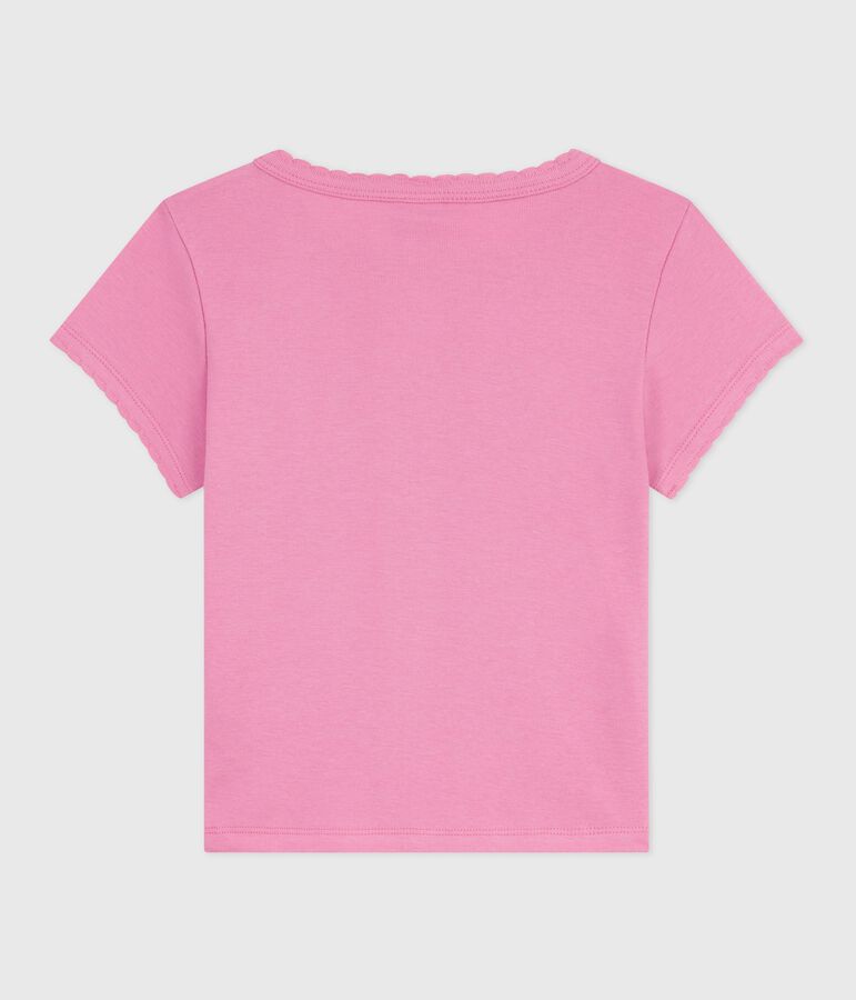 Tee-shirt enfant &agrave; manches courtes imprim&eacute; rose