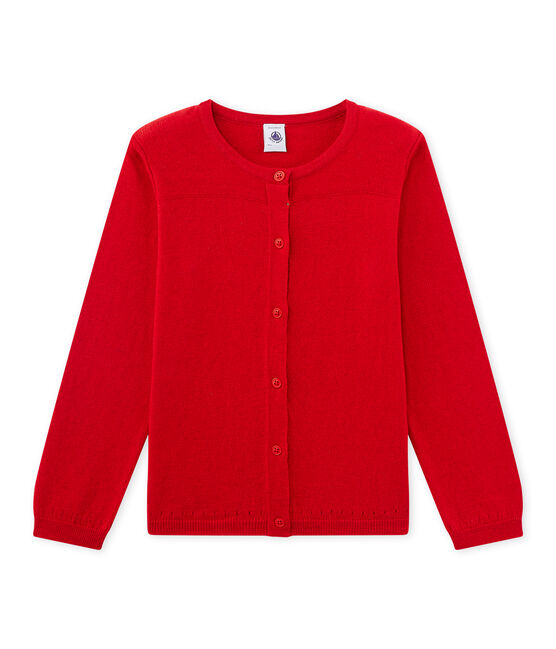 Meisjescardigan in wol/katoen rood FROUFROU