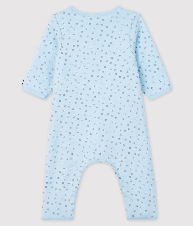 Jongens romper/pyjama zonder voetjes met stermotief van biologisch katoen blauw/grijs