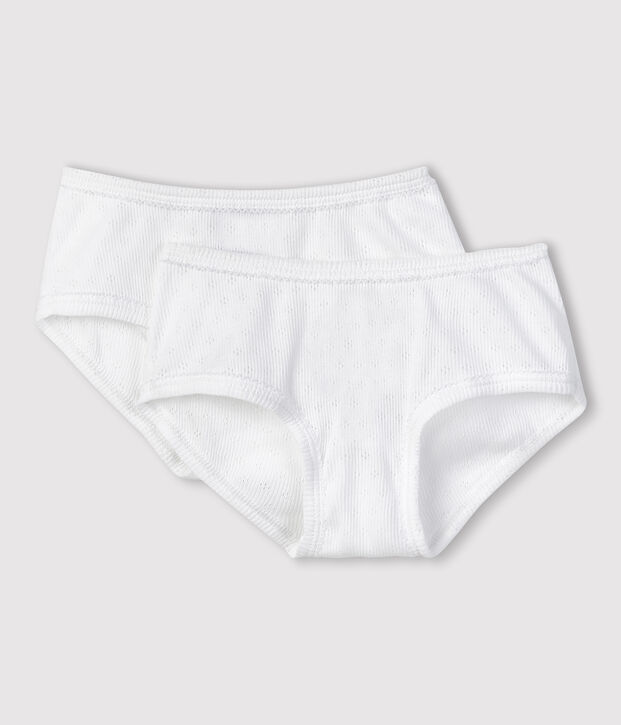 Lot de 2 culottes ajour&eacute;es petite fille en coton biologique multicouleur