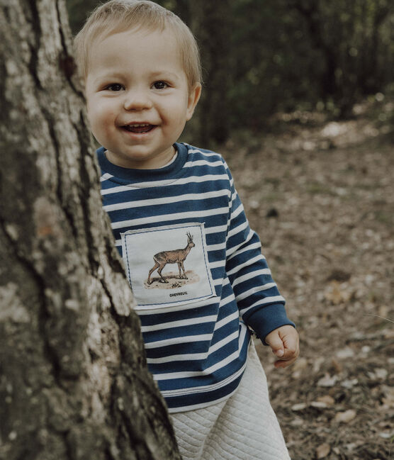Combinaison longue Petit Bateau x Deyrolle bleu SHADOW/écru MULTICO