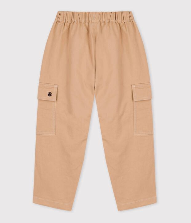 Pantalon cargo en serg&eacute; enfant fille / gar&ccedil;on beige