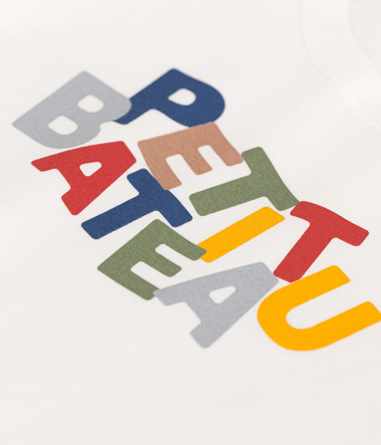 T-shirt met korte mouw van dunne jersey voor jongens wit MARSHMALLOW