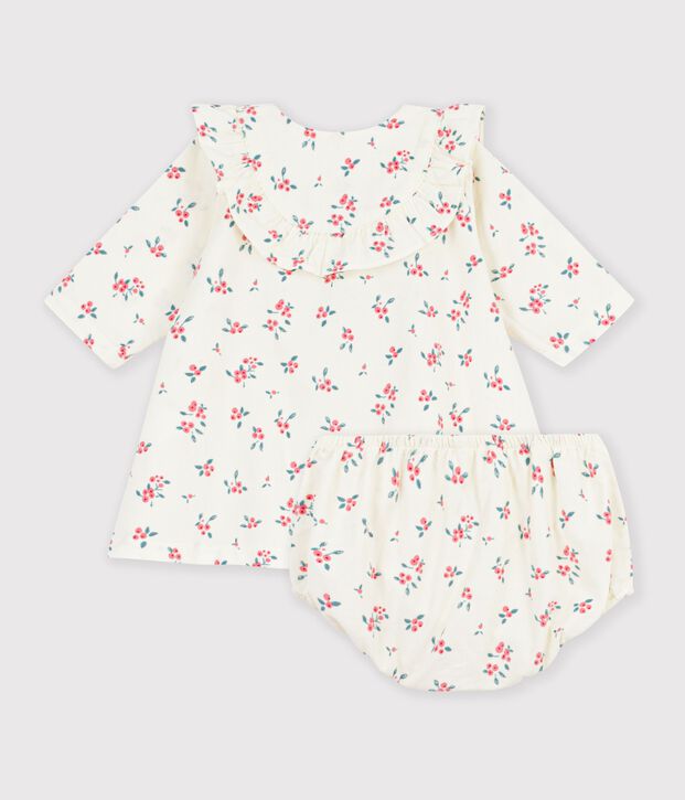 Robe b&eacute;b&eacute; en coton imprim&eacute; &agrave; fleurs &eacute;cru/multicouleur