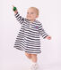 Robe b&eacute;b&eacute; en coton manches longues &agrave; rayures marini&egrave;re