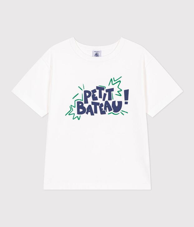 Katoenen T-shirt met korte mouwen voor kinderen wit/multicouleur