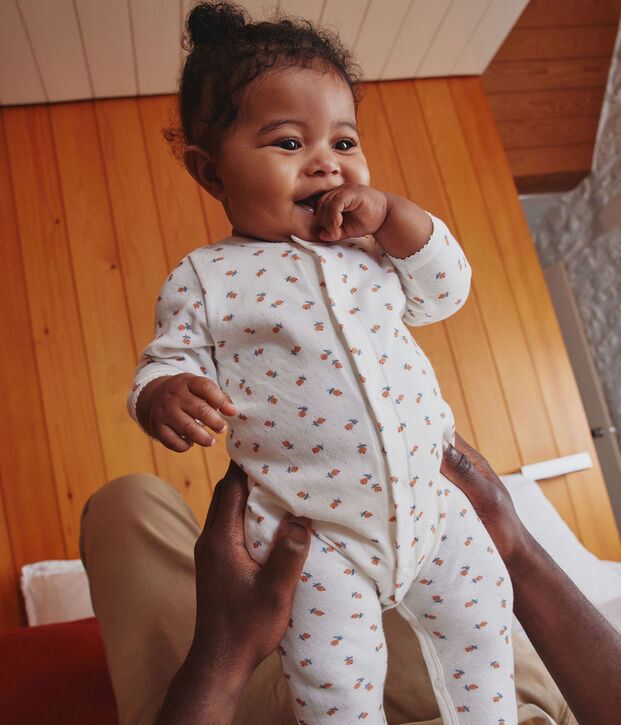 Bodyjama fleurs en tubique blanc/multicouleur