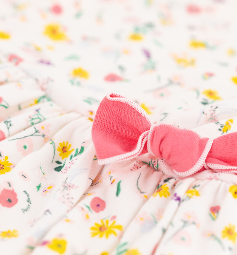 Katoenen jurk met korte mouwen voor meisjes wit/multicouleur