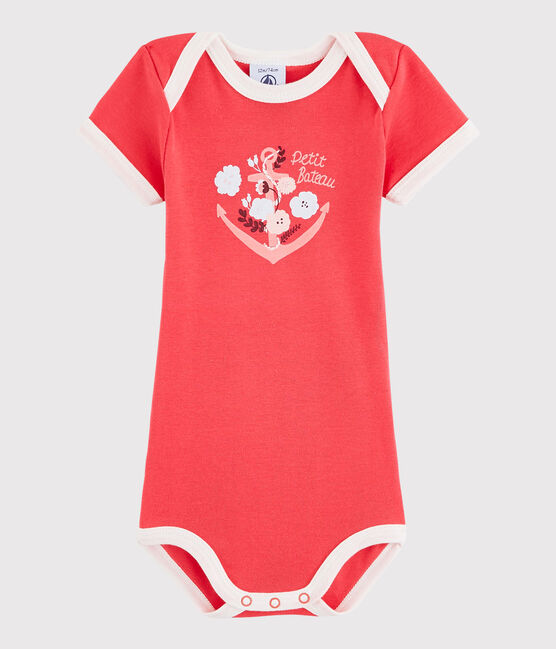 Rompertje met korte mouwen babyjongen roze IMPATIENCE