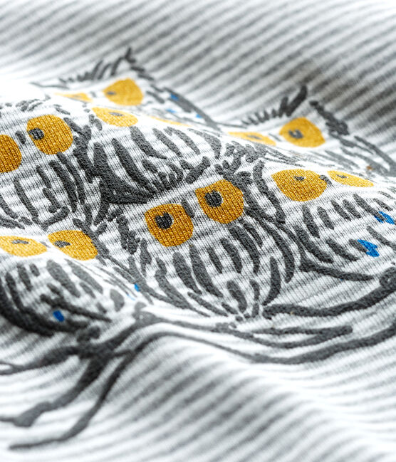 T-shirt met lange milleraies mouwen babyjongen grijs SUBWAY/wit MARSHMALLOW