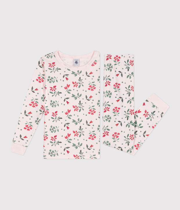 Zeer aansluitende kinderpyjama van katoen met bloemenprint roze/multicouleur