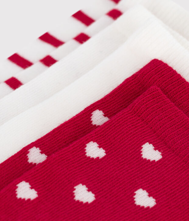 3 paar effen katoenen kindersokken met hartjesprint multicouleur