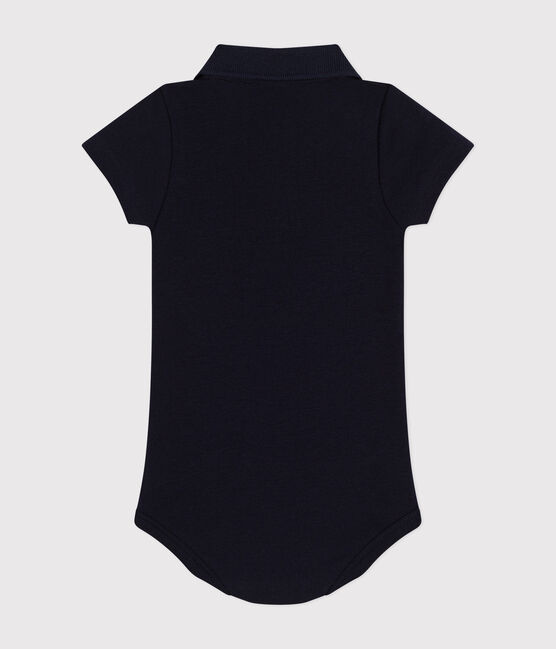 Body manches courtes bébé col polo en coton bleu SMOKING