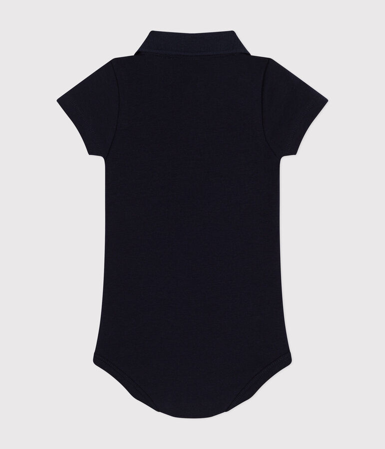 Body manches courtes b&eacute;b&eacute; col polo en coton bleu